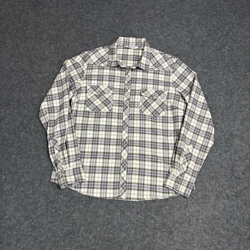 Orvis Button Shirt Plaid Women’s Large Long Sleeve Roll Tab Plaid